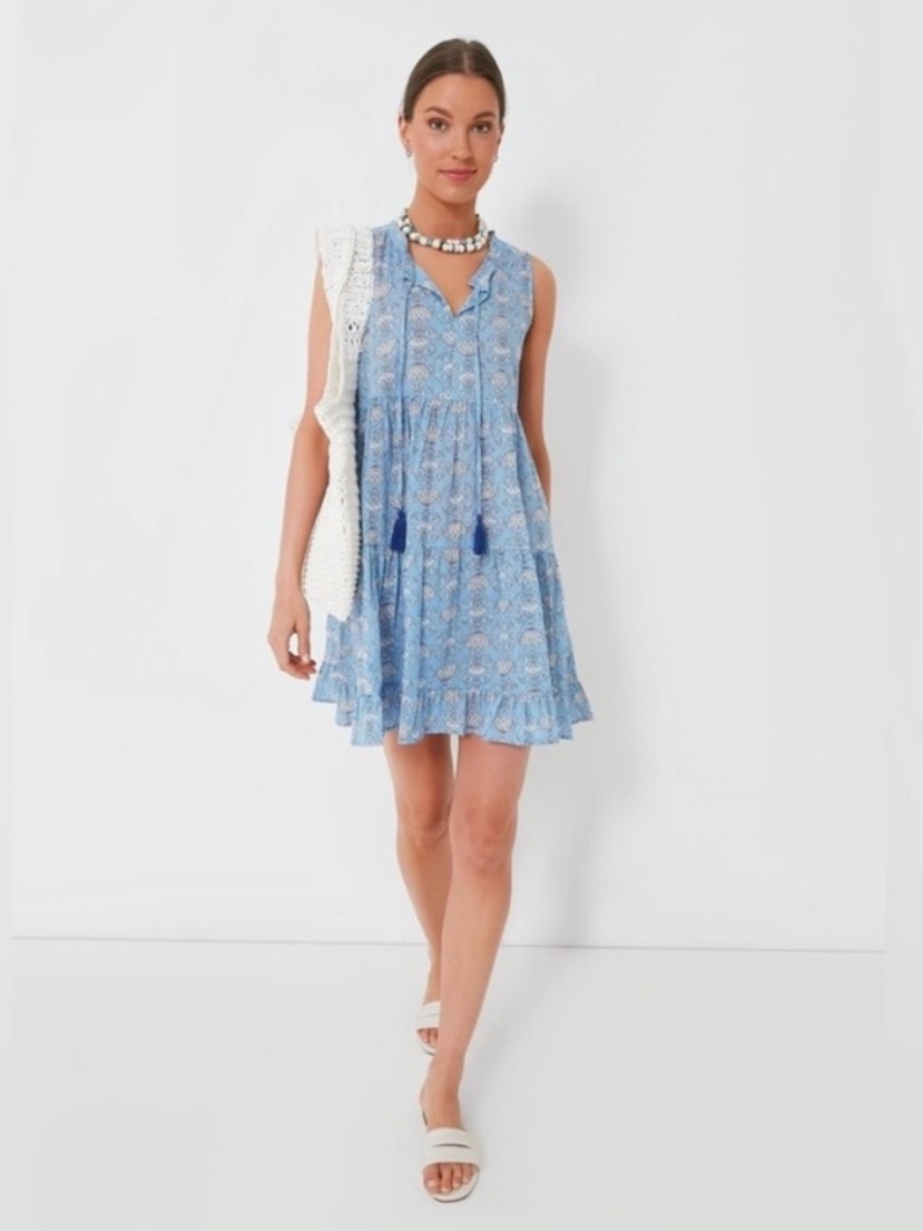 Tuckernuck || Salty Paloma Mini Dress Beach Caftan Coverup Cornflower Blue S